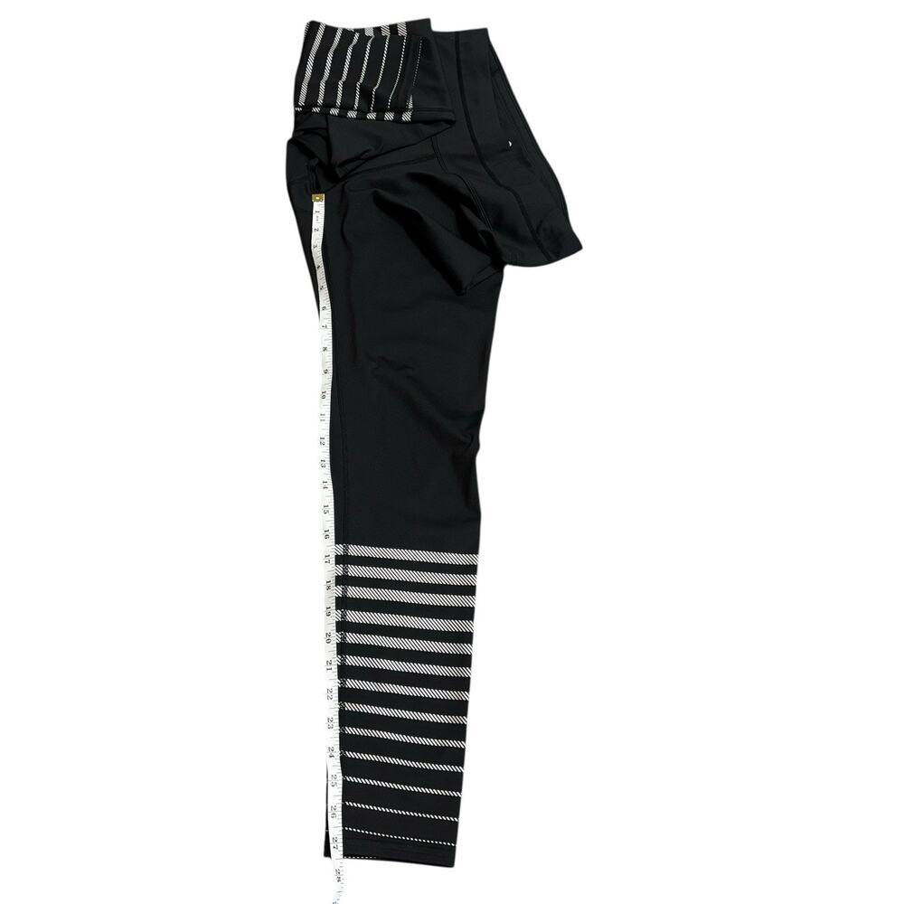 Athleta Leggings Sz M Black Full Length Silver Shine Stripe Sonar 347988 - Picture 12 of 12